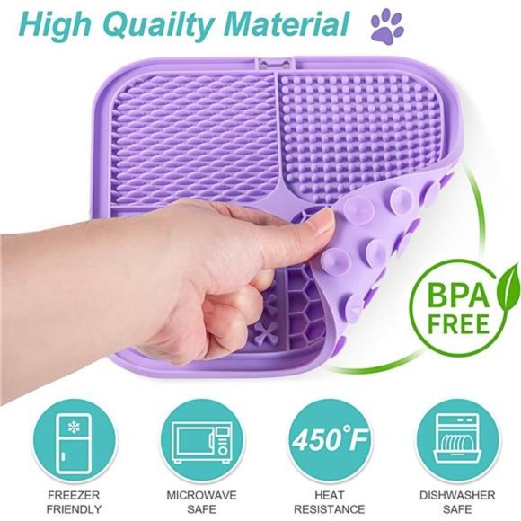 Licking Mat for Dogs & Cats 2 Pack with Suction Cups,Dog Peanut Butter Lick Pads - Picture 6 of 7